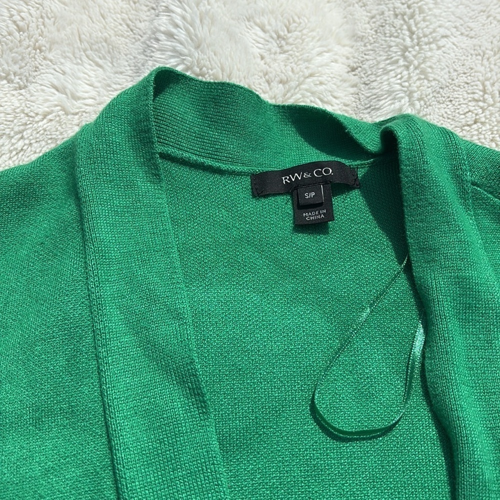 76 Rw&Co Green Open Front Knit Cardigan – Size S | Layering | Soft Neutrals | - Picture 6 of 9